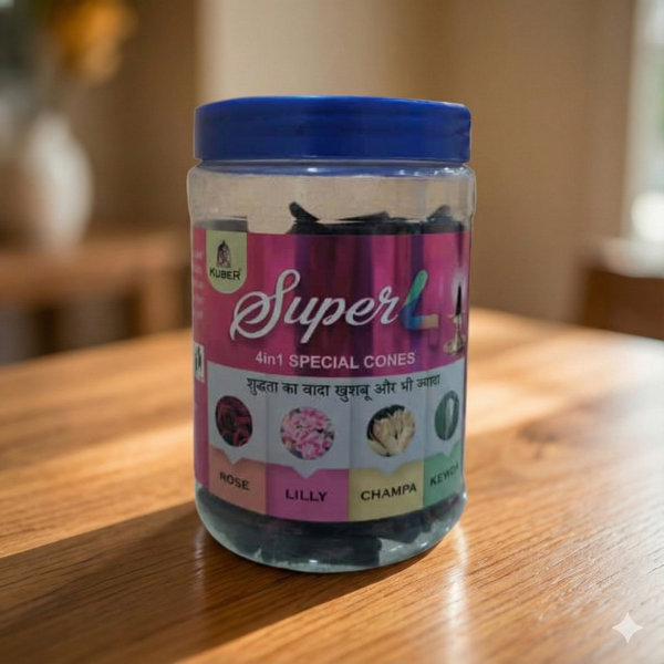 Jar of 'Super 4' 4in1 Special Cones on a wooden table